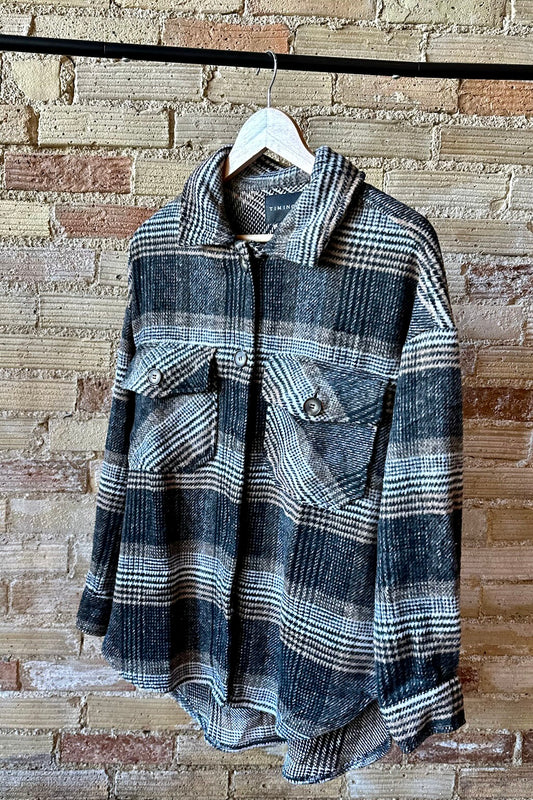 Black/ Taupe Flannel Jacket