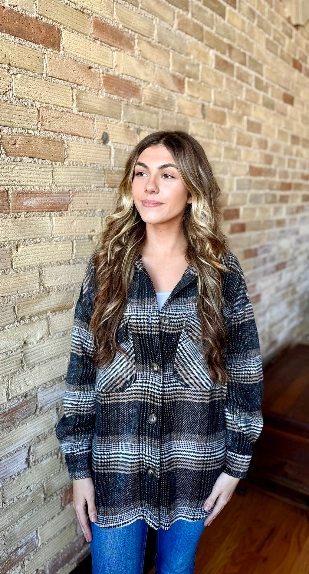 Black/ Taupe Flannel Jacket