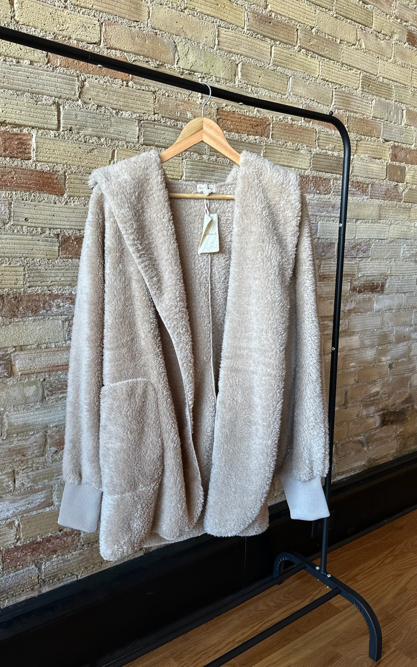 Cozy Oversized Plush Hooded Cardigan With Pockets